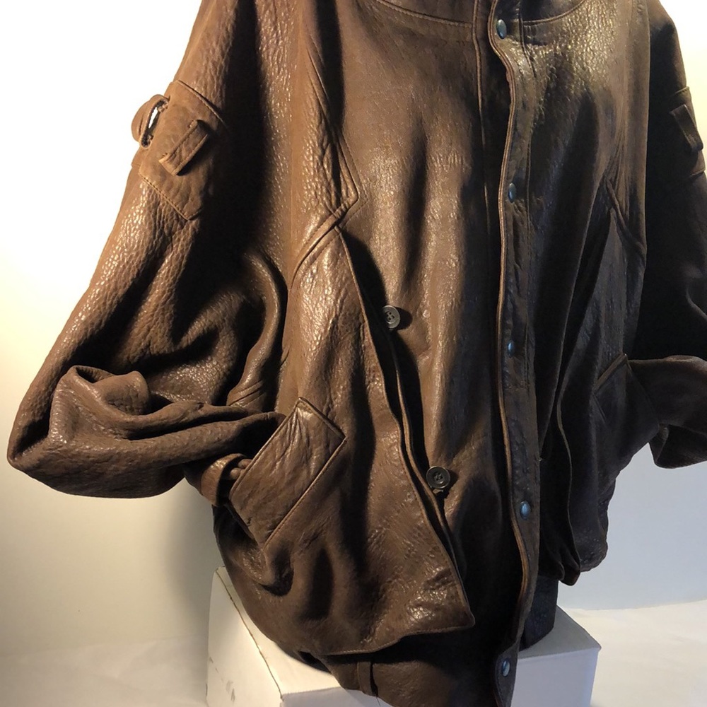 Vintage futuristic Philip Monet pebbled leather bomber jacket size large/XL - Picture 4 of 15